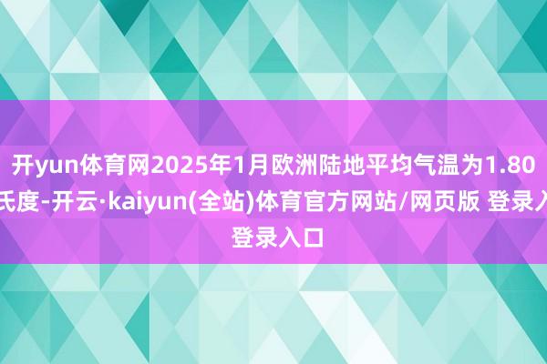 开yun体育网2025年1月欧洲陆地平均气温为1.80摄氏度-开云·kaiyun(全站)体育官方网站/网页版 登录入口